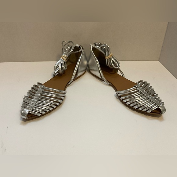 ASOS Design Silver Lace Up Flats Shoes 9 - Picture 3 of 9